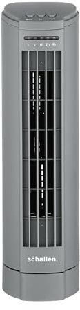 Schallen 15 Electric Air Cooling Quiet Oscillation Floor Desk Mini Tower Fan with Timer & Speed Settings in Grey