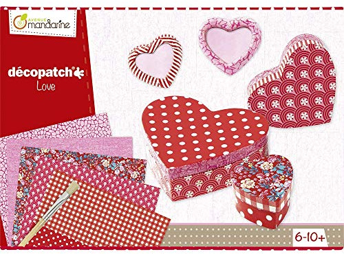 MY MANDARINE 42718O - Boite créative enfant - 5 boites cœurs à décorer - Technique Décopatch - À partir de 6 ans - AMOUR, Love