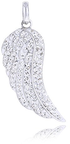 Morella Collier Femme en Acier Inoxydable, 70 cm, et Pendentif en Forme de d'ange Aile avec zircons