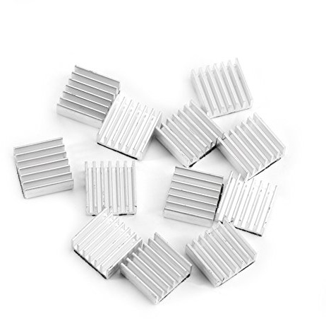 12Pcs Mini Cooler Disipador de calor Placa de circuito 14x14x6mm Aleta de enfriamiento de aluminio con pegamento Disipador de calor de aluminio para computadora IC de alimentación