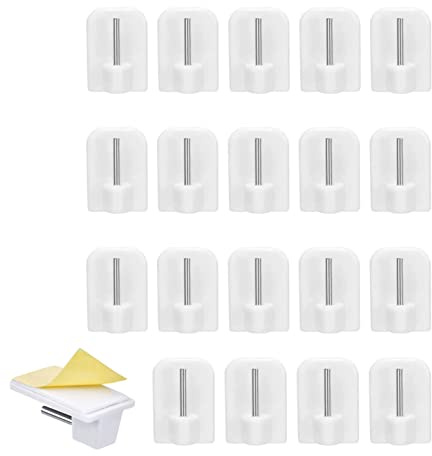 JZK 20 x weiße selbstklebende Haken aus Kunststoff, klebrige Haken für Fenster, Gardinenstangen für Badezimmer, Schlafzimmer, Küche