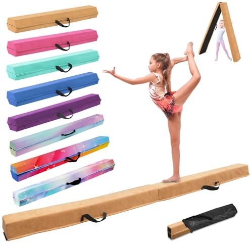 Trave Ginnastica Artistica per Casa 240 cm, Trave Pieghevole Ginnastica Portatile per Allenamento, Trave Equilibrio con Base In Gomma Antiscivolo per Bambini, Principianti e Ginnasti Professionisti