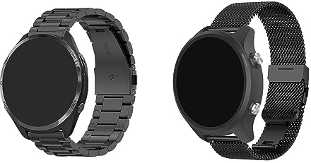 2 Stück Armband Kompatibel mit Garmin Vivoactive 4S/Vivomove 3S/Venu 2S/Forerunner 265S/255S Music Wechselarmbänder 18mm Solide Edelstahl Uhrenarmband Mesh Metall Armband Business Sports Ersatzband