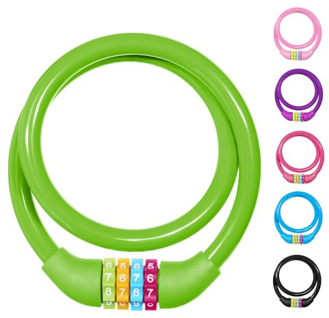 Ainiv Candado Bicicleta, 4 Dígitos Patinete Electrico, Candado Antirrobo, para Patinete Electrico para Bicicleta, Moto, Scooter, Monopatín(65cm-Verde)