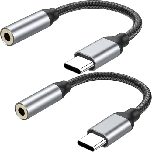 YLLZI 2 Stück Adapter USB C auf Klinke, USB C auf 3,5 mm Kopfhörer-Adapter für iPhone 16 15 Pro Max Plus, Jack Audio Adapter für Samsung Galaxy S24 S23 Ultra Note 20 A54, für Huawei P50 P40, Pixel 4/3