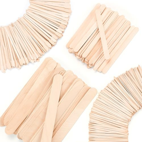 EWVVSS Lot de 500 bâtons applicateurs de cire assortis pour le corps, les jambes, le visage avec bâtonnets de glace en bois de petite, moyenne et grande taille pour épilation à la cire ou bâtons
