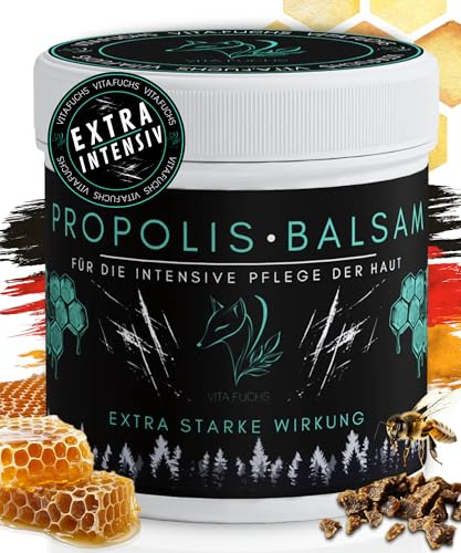 Vita.Fuchs Propolis Balsam - Salbe für intensive Hautpflege - Extra starke Propolis Creme mit Bienenharz & Propolis - Feuchtigkeitsspendende Propolis Salbe aus Deutschland (200ml)