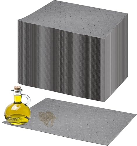 100 Pack Oil Absorbent Mats Bulk, 33 x 25 cm Water Absorbing Pads