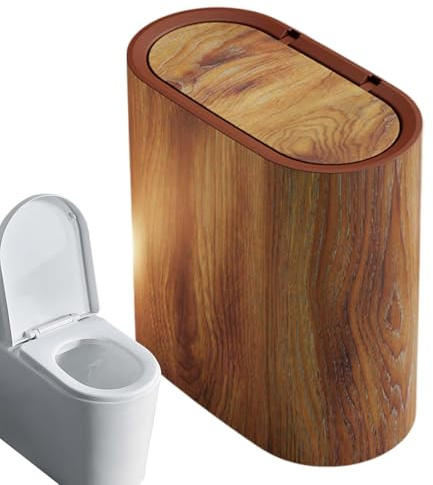 Generisch Cubo de basura de madera con tapa oscilante, cubo de basura de madera, pequeño cubo de basura para oficina, baño, salón, cocina, baño
