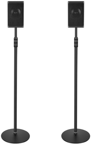 Howonder Speaker Stands,All Metal Speaker Stands Pair for Satellite & Small Bookshelf Speakers，Adjustable Height from 33 to 48,Holds up to 8.8 lbs,Easy DIY Assembly,HD-718,2 Packs,Black
