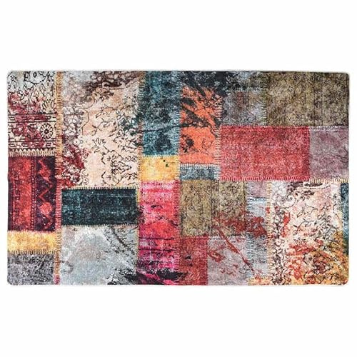Eleganz Tappeto lavabile, 160 x 230 cm, patchwork multicolore, 100% poliestere, antiscivolo per soggiorno, camera da letto, facile da pulire, durevole, ideale per famiglie