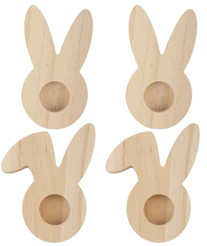 Xbessc 4 Pezzi Portauova, Portauovo a Forma di Coniglio, Portauova in Legno di Pino, Decorazione da Tavola per Pasqua, Regalos Artesanales para Adultos y Niños, Perfetta per Il Brunch e la Colazione