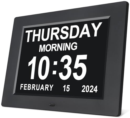 SSINI Dementia Clock Grande Calendario Digitale per Anziani con Data e Ora - Orologio Digitale Anziani Grande Visualizzazione, 12 Allarmi Personalizzati (20 Pollici)