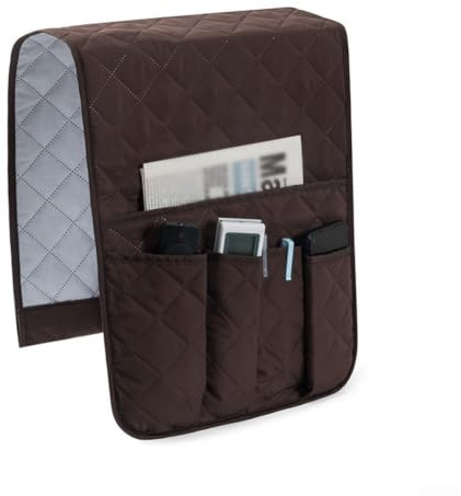 Funda para reposabrazos de sofá, organizador de bolsillo lateral de poliéster para soporte de control remoto, protector de arañazos para gatos para sillas reclinables, sala de estar (marrón)