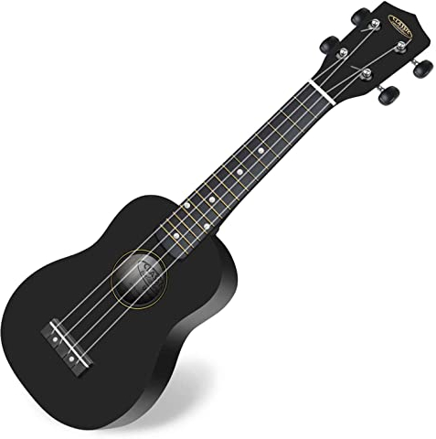 Classic Cantabile US-100 BK Sopranukulele (Ukulele, Uke, 15 Bünde, leichtgängige Gitarrenmechanik) schwarz