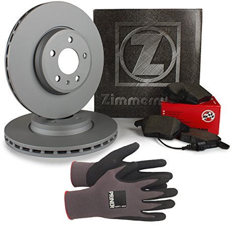 Inspektionspaket Zimmermann Bremsen Set inkl. Bremsscheiben Ø 280 mm und Bremsbeläge für vorne, 100% passend für Ihr Fahrzeug, inkl. Priner Montagehandschuhe, AN138