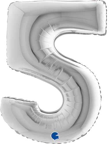 Grabo XXL Riesen Zahlen Folienballon 102 cm (40) Silber – Perfekte Deko für Geburtstage, Jubiläen & Feiern – Happy Birthday Party-Highlight - für Helium und Luft! Wiederverwendbar! 5