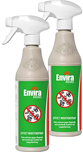 Envira Universal Effect Insekten Abwehrspray 2 x 500 ml - Extra starkes Spray mit Langzeitwirkung gegen Trauermücken, Silberfische, Lebensmittelmotten & weiteres Ungeziefer - Mittel gegen Insekten