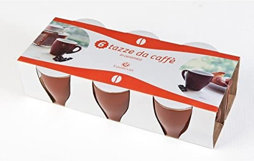 OEM SYSTEMS Tazze CAFFEBAR Alta Marron S/Piatto D.6,5 H.6, Ceramica, Brown, 6 unità (Confezione da 1), 4