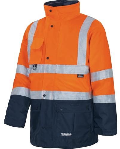 Vizwell Parka 5 in 1, Warnschutz, Leuchtorange/Marine (4XL)