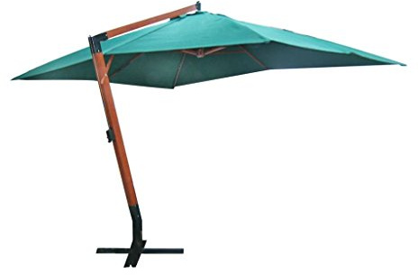 Tidyard Ombrellone con Manovella in Legno 300 X 400 cm | Verde