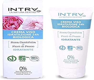INTRÀ Rosa Centifolia & Fiori di Pesco Crema Viso Biologica Idratante 24h- 75ml