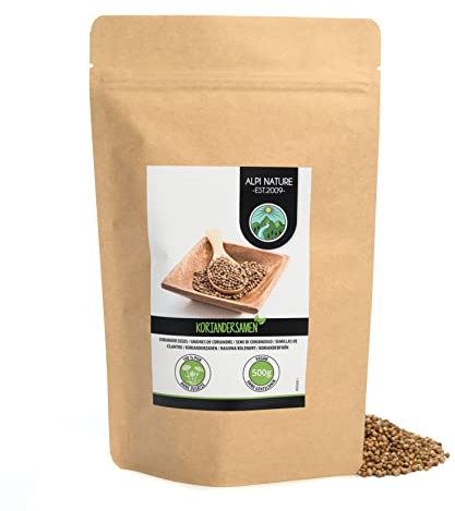 Alpi Nature Coriandre Graine 500g, Graines de Coriandre Entières pour la Cuisine et les Mélanges d'Épices