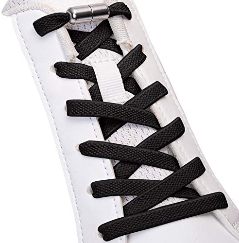 SULPO flache Schnürsenkel ohne Binden - Elastische Schnürsenkel mit Metallkapseln - Schnürsenkel Schnellverschluss - Gummi Schnürsenkel für Erwachsene & Kinder - Schuhbänder ohne Binden