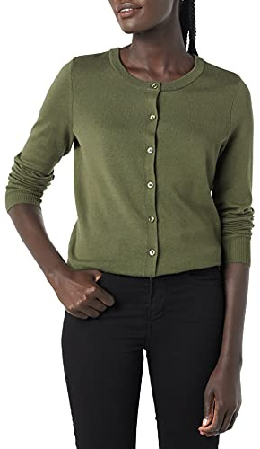 Amazon Essentials Gilet Col Rond Léger (Grandes Tailles Disponibles) Femme, Vert Olive, XL