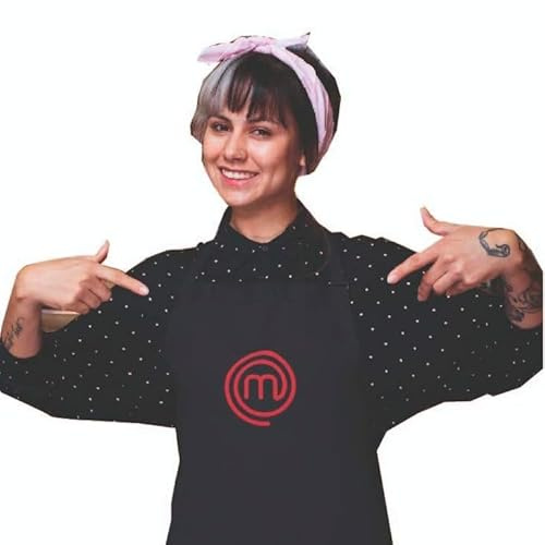 SAQUITOMAGICO Delantal Oficial Masterchef Adulto Bordado.-Producto con Licencia Oficial.-Novedad 2021 (negro)
