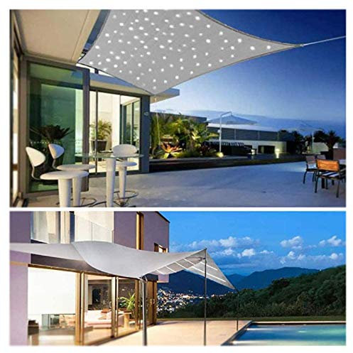 CAISYE Sonnensegel Wasserdicht Mit Led-Lichtern, Sonnenschutz Rechteckig DIY Resistant Wetterschutz 95% Beschattung Uv Schutz FüR Garten, Terrasse, Balkon Und Camping,Grau,2X3m/78.8X118In