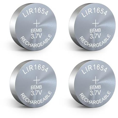 EEMB 4PACK LIR1654 Batteria ricaricabile a bottone agli ioni di litio 3.7V Batteria a gettoni per auricolari Dispositivo indossabile Orologio