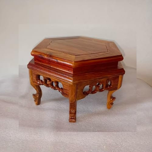 YTDJJWLS Petit bonsaï hexagonal en bois de poirier avec base en argile violette 13 cm