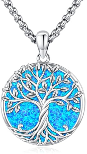 Eusense livets träd halsband 925 sterlingsilver livets träd hänge halsband smycken gåva för kvinnor flickor mors dag, Sterlingsilver, Ingen ädelsten