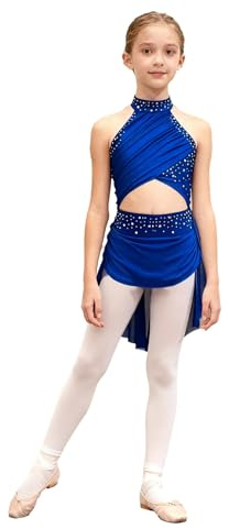 Oyolan Enfant Fille Robe Danse Classique Justaucorps Ballet Gymnastique Costume Danse Contemporaine Lyrique Tenue Spectacle 5-16 Ans A Bleu 11-12 Ans