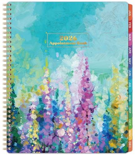 2026 Appointment Book & Planner - 2026 Daily Hourly Planner, JAN 2026 - DEC 2026, 9 x 11, 2026 Weekly Appointment Book, 2026 Planners with 30-Minute Interval, Pocket, Colorful Tabs - Oil Painting