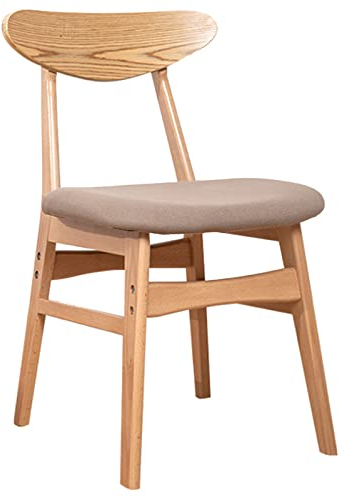 YinhaFongeu Massivholzstuhl Moderner Küchen-Esszimmerhocker, ergonomische Rückenlehne und wissenschaftliches Stoffkissen, Sitzhöhe 43 cm (Farbe: Braun)