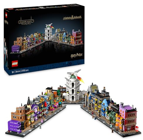 LEGO Harry Potter Diagon Alley Wizarding Shops Building Set for Adults, Collectible Display Model Features Microscale Brick-Built Stores & 12 Microfigures, Gift Idea for Women and Men 76444