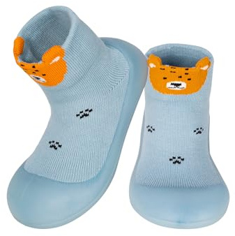 Holimaid Baby Sock Shoes for First Walkers Breathable Non-Slip Soft Comfortable Toddler Shoes (Blue Tiger, Toddler, 9 Months, Age Range, UK Footwear Size System, 12 Months, Medium)