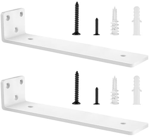 2 Pezzi Supporti per Scaffali, Staffe per Mensole Pesanti, Supporti Mensola Reggi Mensola Porta Mensole da Muroper la Casa, la Cucina e l'ufficio | 30cm, Portata 70 Kg (Bianco) 12in