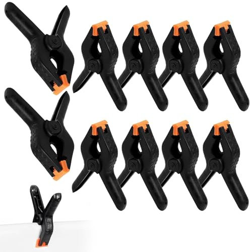 10 Pcs Abrazaderas de Resorte Nylon, Pinzas de Sujeción de Resorte de 4 Pulgadas, Abrazaderas de Nylon con Mandíbulas Giratorias y Apertura Amplia para Carpintería, Fondos Fotográficos ﻿