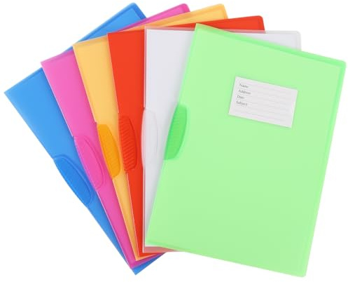 Cartelle Report per Presentazioni Frontali, Cartelle in Plastica con Clip Girevole sul Lato Centrale, Formato A4 Letter per Documenti Ufficio Business Curriculum (6 PCS - 6 Colori)
