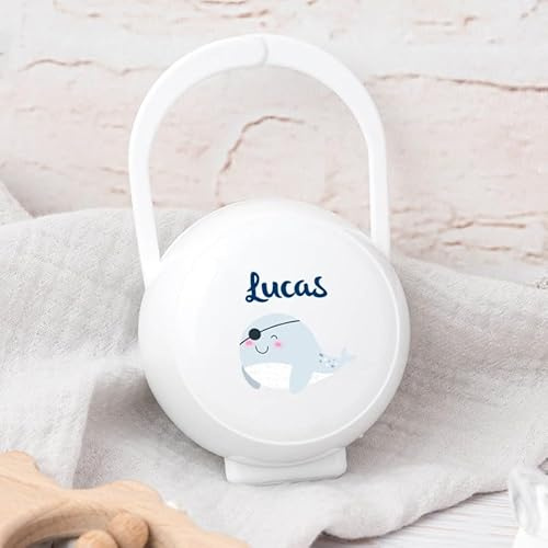 Wanapix | Porta Chupetes Bebe Personalizado | Guarda Chupetes Bebe | Fundas para Chupetes | Portachupetes Sin BPA | Sailor Blanco
