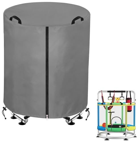 WORUO Kids Trampoline Cover, suitable for 55-inch round kids' trampolines. 600D Oxford cloth Weather-resistant Trampoline Cover UV resistant Windproof Outdoor Toddler Trampoline Covers(Gray)