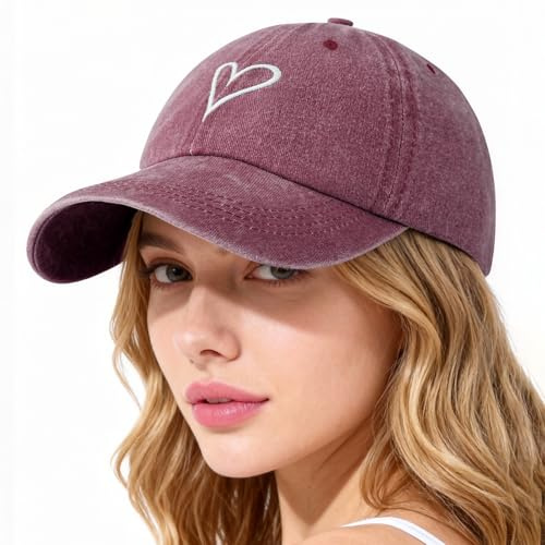 Lonya Baseballkeps för kvinnor med visir tennis golf visor sport unisex avslappnad basebollkeps justerbar keps herr sommar, A-hjärta vinröd, one size