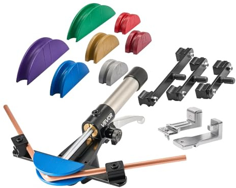 VEVOR Kit Piegatubi Idraulico da 6-22 mm Piegatubi Idraulico Pinza Piegatrice per Tubi in Rame, Strumento di Piegatura HVAC Avanti/Indietro con Matrici in Lega di Alluminio per Riparazione Auto
