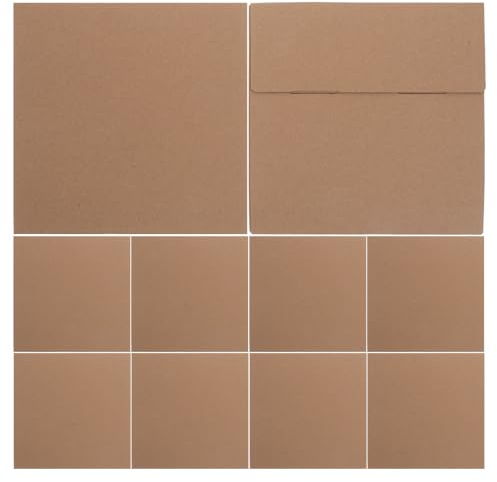 BETOOKY 10 cajas de envío de vinilo - Caja de correo estilo libro con cierre insertable - Embalaje de papel kraft delgado para discos de vinilo, libros y documentos
