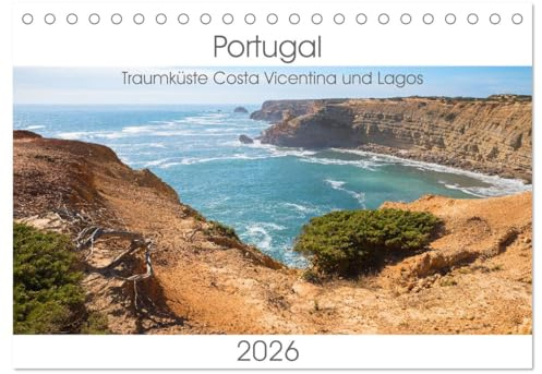 Portugal - Traumküste Costa Vicentina und Lagos (Tischkalender 2026 DIN A5 quer), CALVENDO Monatskalender: Landschaften in der Küstenregion rund um Carrapateira und Lagos