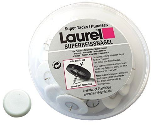 Laurel Superreißnagel 30mm VE=30 Stück weiß - Wandpin aus Stahl und ABS - Praktisch - Silber