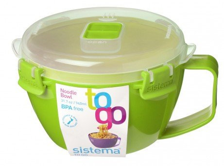 Sistema Green Plastic Take Away Noodle Bowl To Go Lunch Cup Box w/ Sealed Lid BPA Free